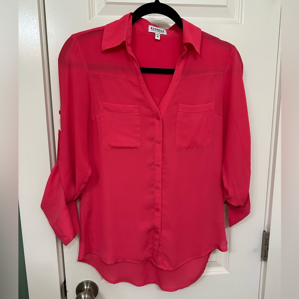 Hot pink Express Portofino shirt, XS